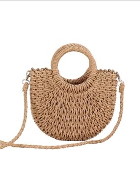 Tan Purse Straw Tote Bag Vacay Tote Shoulder Bag Light Brown Rattan Beach Purse